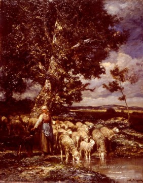 シャルル・エミール・ジャック Painting - 羊飼いの動物家 シャルル・エミール・ジャック